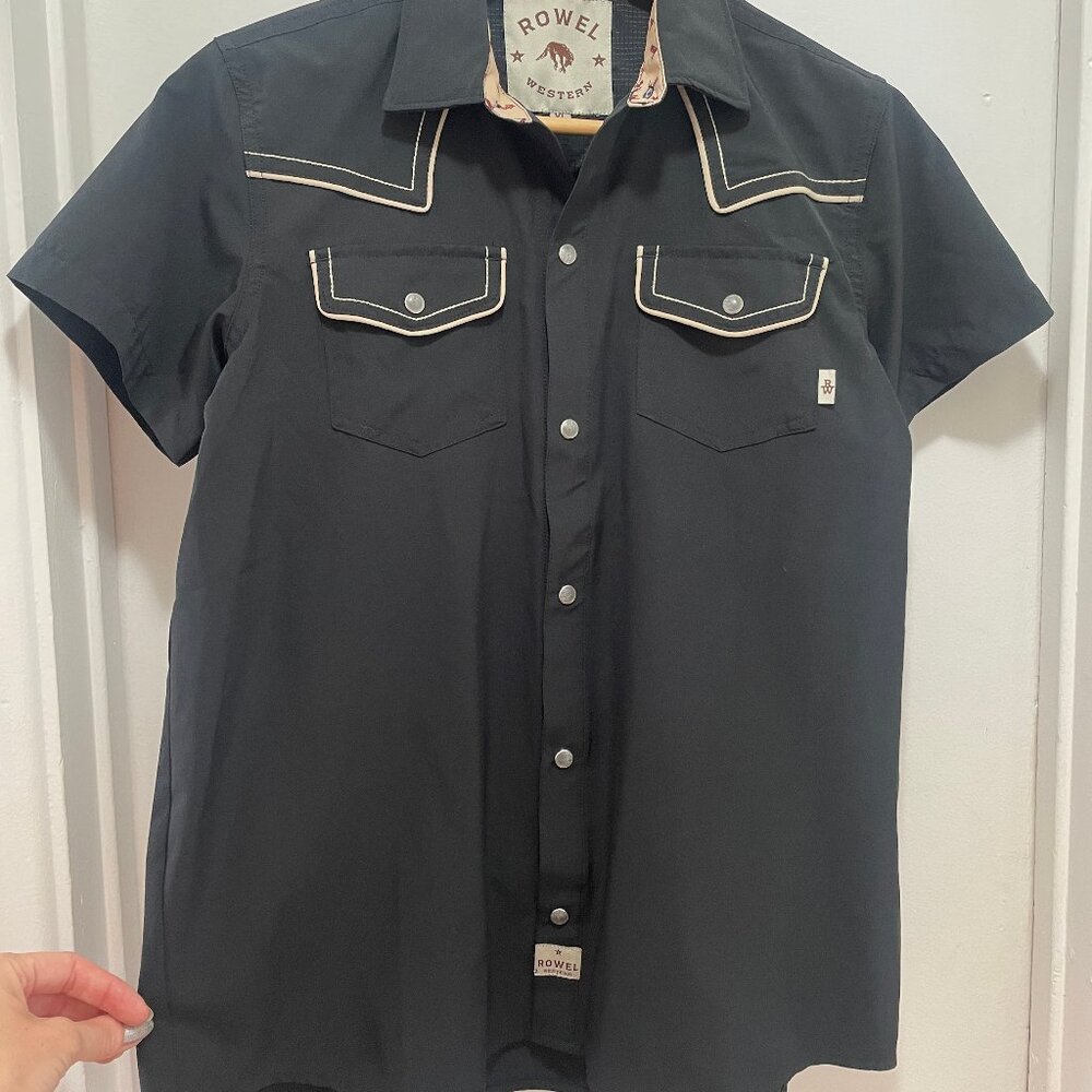 Navy and Cream piped Western shirt XL summerweight